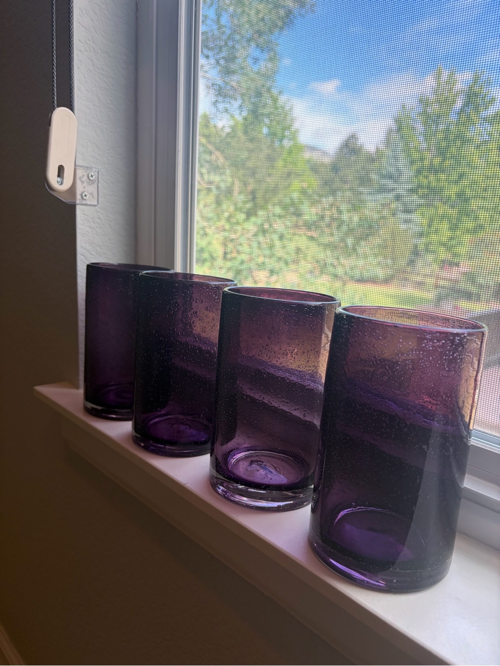 4 TAG bubble glass purple drinking glass tumblers